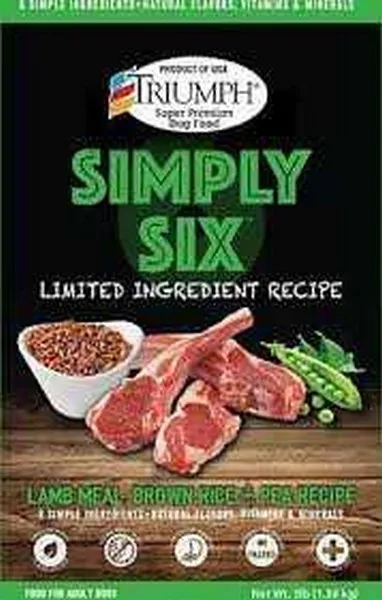 3 Lb Triumph Simply Six Lamb Meal, Brown Rice & Pea (6 Per Bale) - Health/First Aid